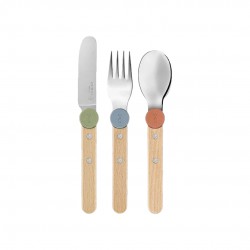 Le Petit Gourmet Kinderbestekset met Clips Koraal Groen en Blauw 3-delig - Opinel