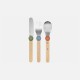 Le Petit Gourmet Set Couverts pour Enfant avec Clips Vert Corail Bleu 3 pcs  - Opinel