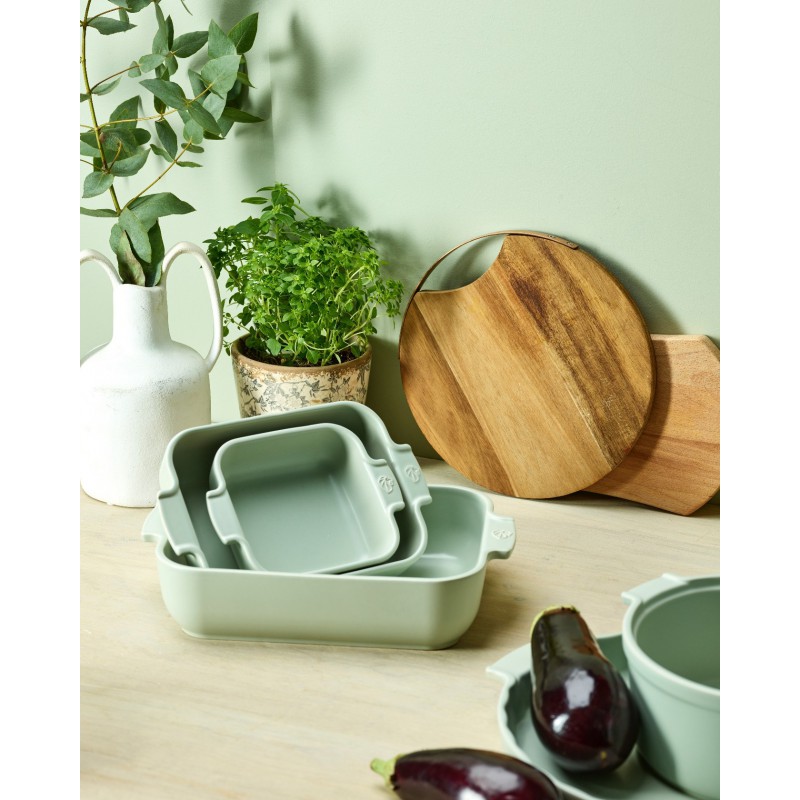 Appolia Plat à Four Céramique Rectangulaire 25x17 cm Vert Mat Sauge - Peugeot