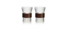 Karl Geribbelde Borosilicaatglas en Houten Theeglazen 0,25 L Set van 2