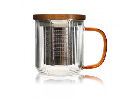Karl Tasse à Thé avec Filtre Infuseur en Verre Borosilicate Strié 0,30 L  - Ogo Living