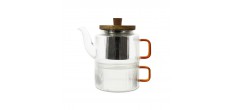 Karl Theepot met RVS filter 0,4 L + Geribbelde Borosilicaatglasbeker 0,25 L