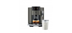 E8 Dark Inox PEP automatische koffiemachine (EC 2023) + Glazen Melkkan