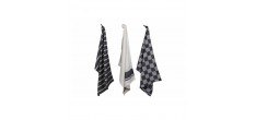 Stoff Set 3 Torchons Coton Chambray Anthracite 50x70 cm 