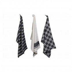 Stoff Set van 3 Antraciet Chambray Katoenen Theedoeken 50x70 cm - Cosy Trendy