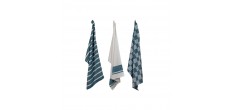 Stoff Set van 3 Blauw Chambray Katoenen Theedoeken 50x70 cm