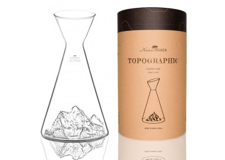 Topographic Carafe à Eau Verre Borosilicate Montagne 1L - Mont Everest  - Alaskan Maker