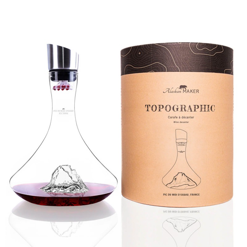 Topographic Pic du Midi d'Ossau Carafe à Décanter Vin Montagne Verre - Alaskan Maker