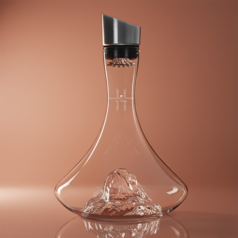 Topographic Pic du Midi d'Ossau Carafe à Décanter Vin Montagne Verre - Alaskan Maker