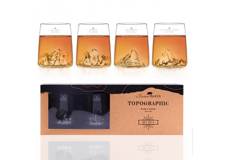 Topographic Set 4 Verres Shooters Classics Borosilicate Montagne 6,5 cl  - Alaskan Maker