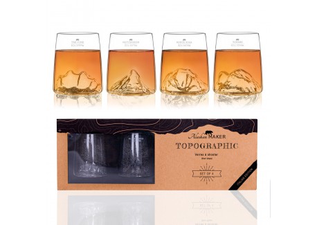 Topographic Italie Set 4 Verres Shooters Borosilicate Montagne 6,5 cl  - Alaskan Maker
