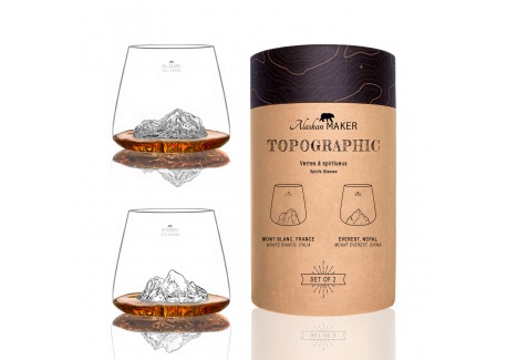 Topographic Set van 2 Borosilicaat Digestive Glazen 35 cl Mont Blanc/Everest - Alaskan Maker