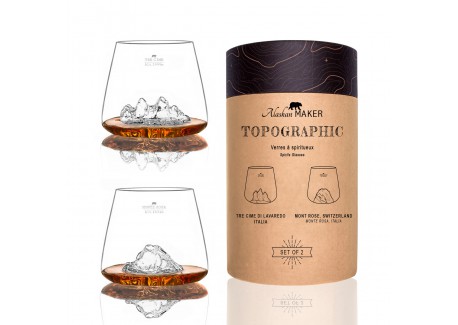 Topographic Set 2 Verres à Digestifs Borosilicate 35 cl Tre Cime/Monte Rosa  - Alaskan Maker