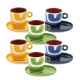 Attimi Coffret Tasses et Sous-tasses Espresso 9 cl Jaune Bleu vert 6 Pcs  - Rose - Tulipani