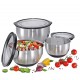 Set of 3 RVS Antislip Mengkom 16, 20 et 24 cm + Deksel - Kuchenprofi