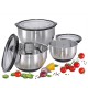 Set of 3 RVS Antislip Mengkom 16, 20 et 24 cm + Deksel - Kuchenprofi
