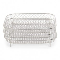 Accessoires Airfryer Grilles de Cuisson Empilables 3 niveaux inox 20X20cm 