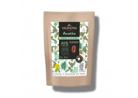 Chocolat au Lait Vegan sans Lactose Amatika 46% Sachet Fèves 250 g - Valrhona