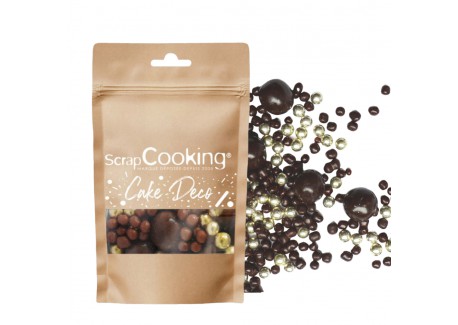 Déco Gâteau Perles Croustillantes en Chocolat Noir et Doré 50g - Scrapcooking