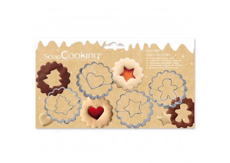 Linzer Koekjesvormpjes van RVS met Kartelrand voor Koekjes Ø5cm 4 stuks - Scrapcooking