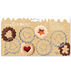 Linzer Koekjesvormpjes van RVS met Kartelrand voor Koekjes Ø5cm 4 stuks - Scrapcooking