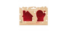 Set Emporte-pièces + Ejecteurs Biscuits de Noël Maison et Moufle 2 Pcs 