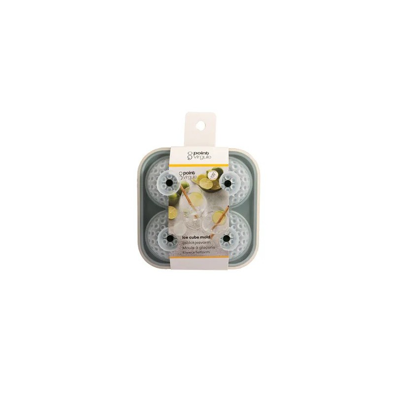 Moule à Glaçons en Silicone avec Couvercle 4 Boules Effet Martelé 5,5 cm - Point Virgule