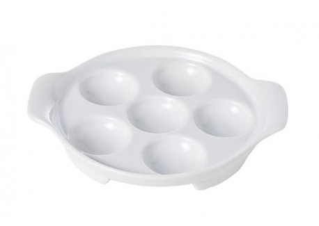 Assiette à Escargots en Porcelaine 6 Trous 14,5 cm Blanc  - Cosy Trendy