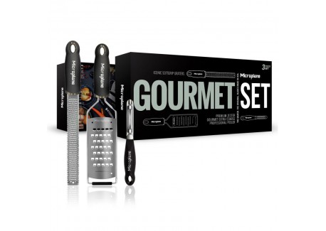 Gourmet  Premium Zester + Rasp + Dunschiller Set | Zwart RVS 3 stuks - Microplane