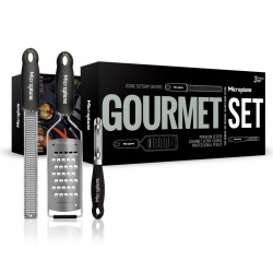 Gourmet Set Premium Zesteur + Râpe + Eplucheur I Inox Noir 3 Pcs  - Microplane