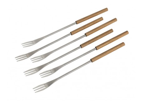 Fourchettes à Fondue Manche en Bois de Chêne 24 cm 6 Pcs - Kuhn Rikon