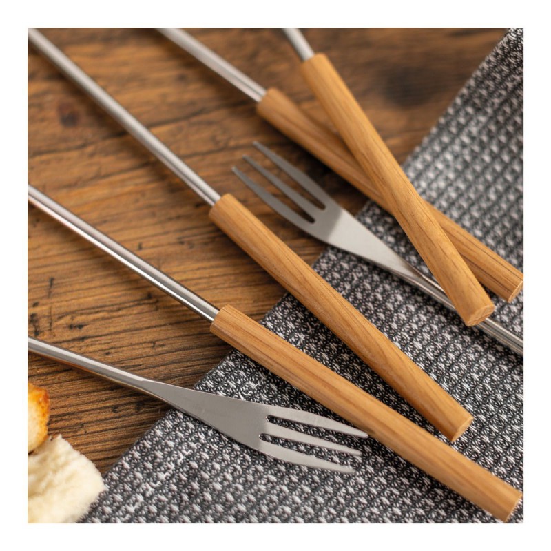 Fourchettes à Fondue Manche en Bois de Chêne 24 cm 6 Pcs - Kuhn Rikon