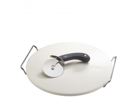 Darioso Pierre à Pizza Ronde 33 cm avec Poignées et Roulette à Pizza  - Gefu