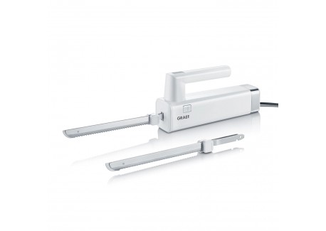 Couteau Electrique Pain et Viande 2 Lames Dentelées en Inox Blanc EK501  - Graef