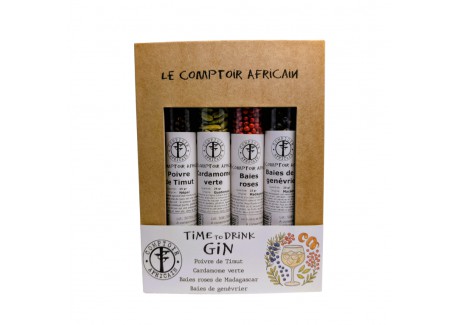 Doos Kraft Gin Peper Kardemom Roze Peperkorrels en Jeneverbessen - Comptoir Africain