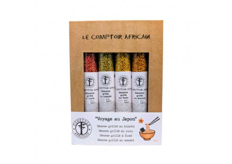 Coffret Kraft Voyages Au Japon Sésame Grillé Kimchi Yuzu Umé et Wasabi  - Comptoir Africain