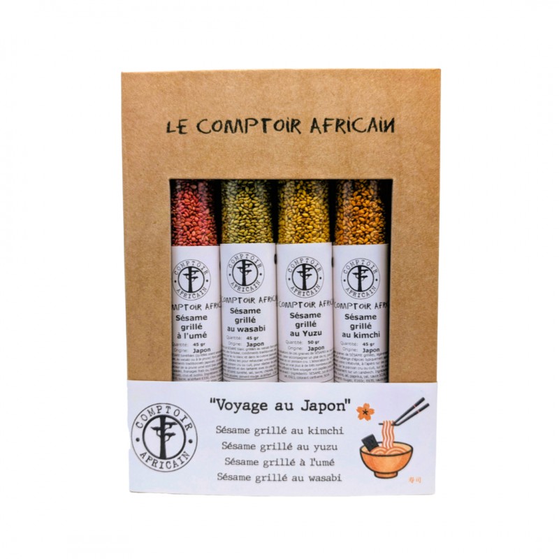 Kraft Doos Voyages Au Japon Geroosterde Sesam Kimchi Yuzu Ume en Wasabi - Comptoir Africain