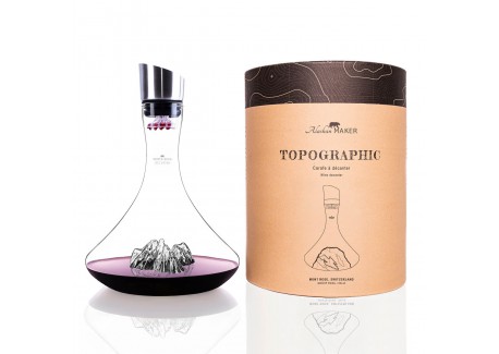 Topographic Monte Rosa Carafe à Décanter Vin Montagne Verre Borosilicate - Alaskan Maker