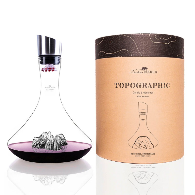 Topographic Monte Rosa Carafe à Décanter Vin Montagne Verre Borosilicate - Alaskan Maker