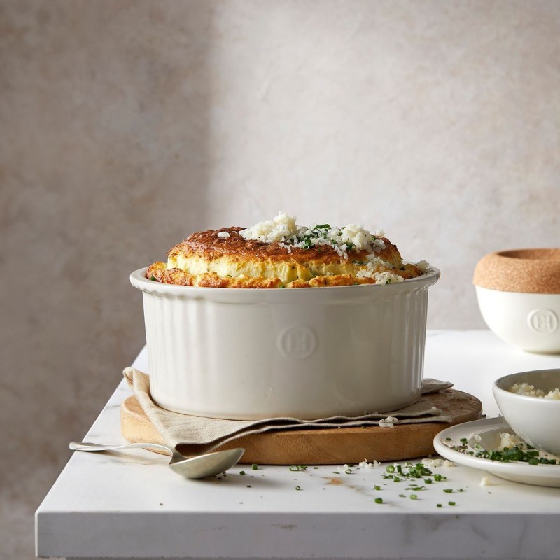 Moule à Soufflé Rond Céramique 23 cm Argile Blanc Cassé  - Emile Henry