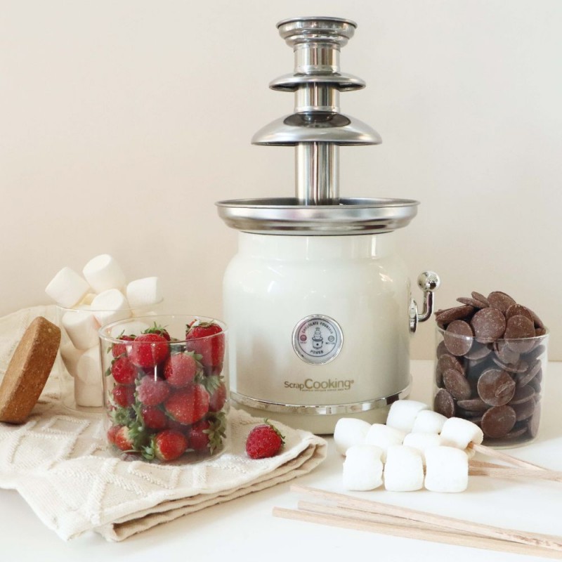 Chocolate Factory Fontaine à Chocolat Electrique 3 Etages Blanc Crème - Scrapcooking
