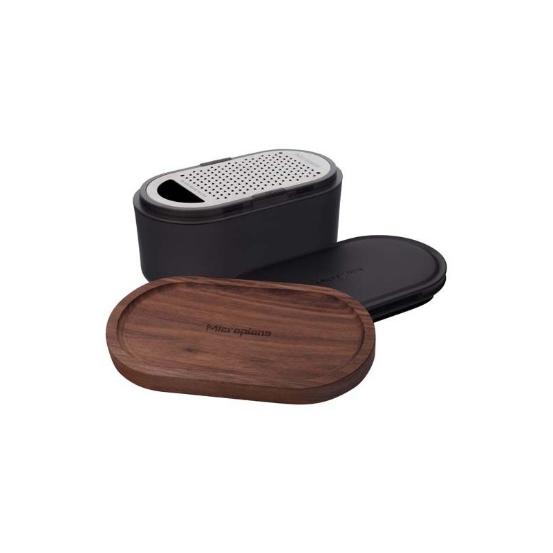 Râpe à Fromage Parmesan avec Boite de Récupération et Couvercle Anthracite - Microplane