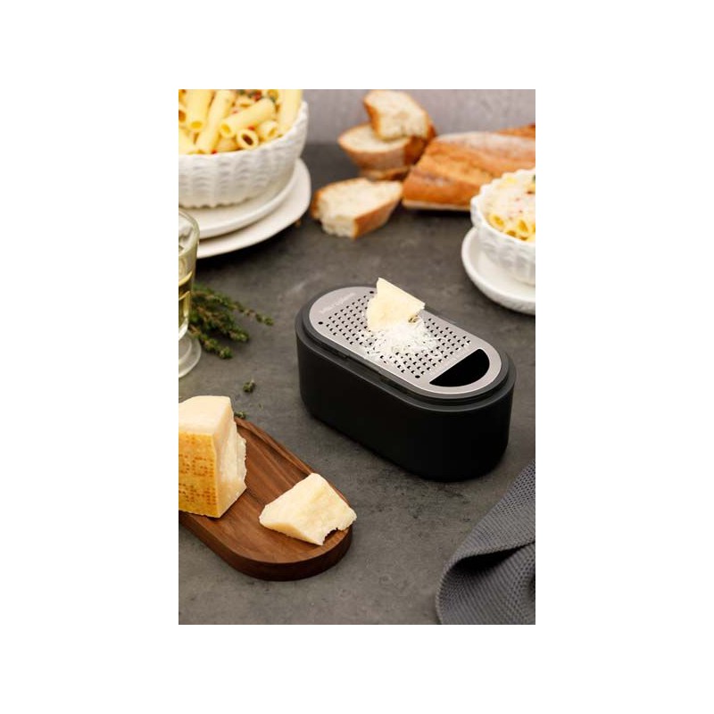 Râpe à Fromage Parmesan avec Boite de Récupération et Couvercle Anthracite - Microplane