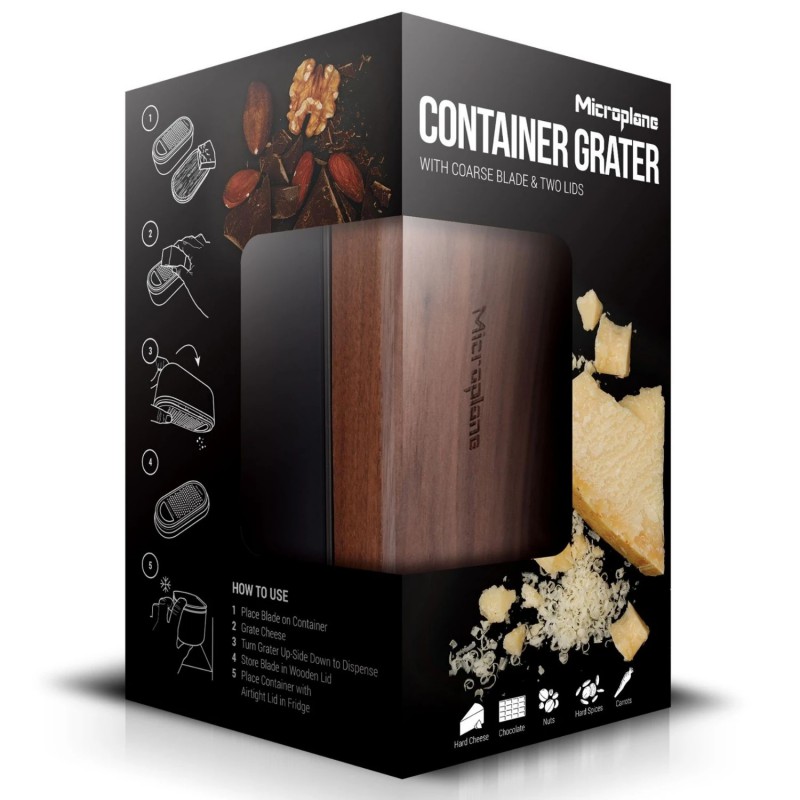Parmezaanse Kaasrasp met Opvangbak en Deksel Antraciet - Microplane