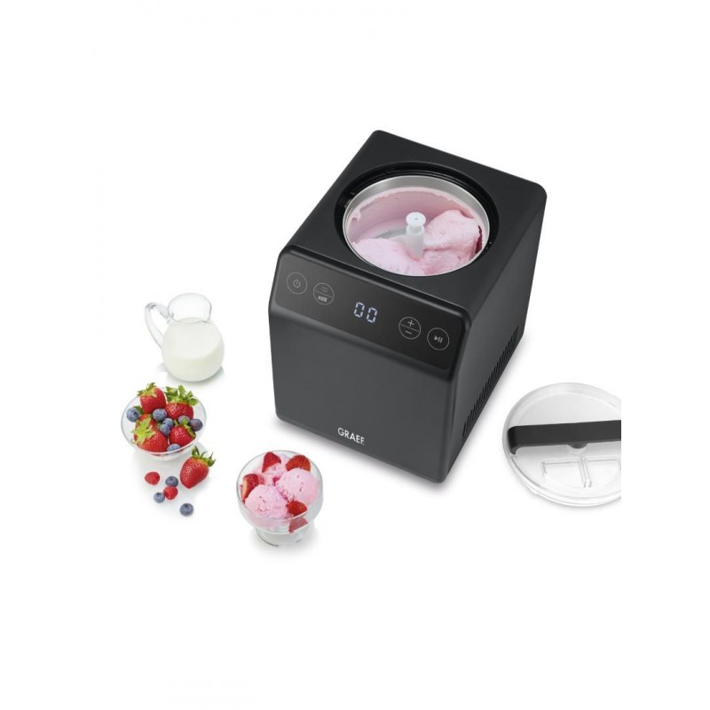 IM706 Turbine à glace et Yaourtière 2-en-1 avec Cuve Inox 2L Noir Mat - Graef