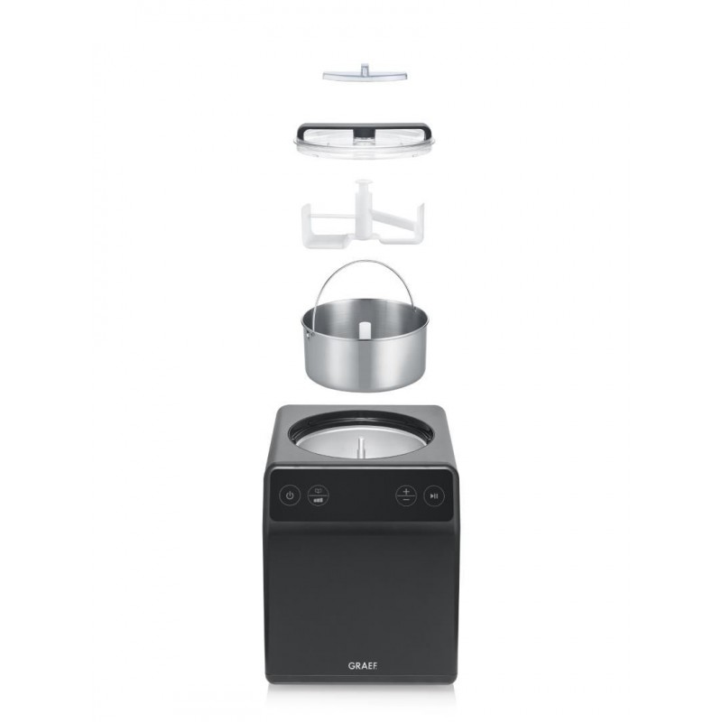 IM706 Turbine à glace et Yaourtière 2-en-1 avec Cuve Inox 2L Noir Mat - Graef