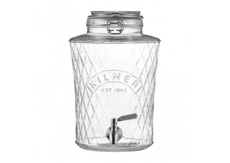 Diamond Distributeur en Verre pour Boissons Jus Cocktails Robinet Inox 5L - Kilner