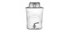 Diamond Distributeur en Verre pour Boissons Jus Cocktails Robinet Inox 5L