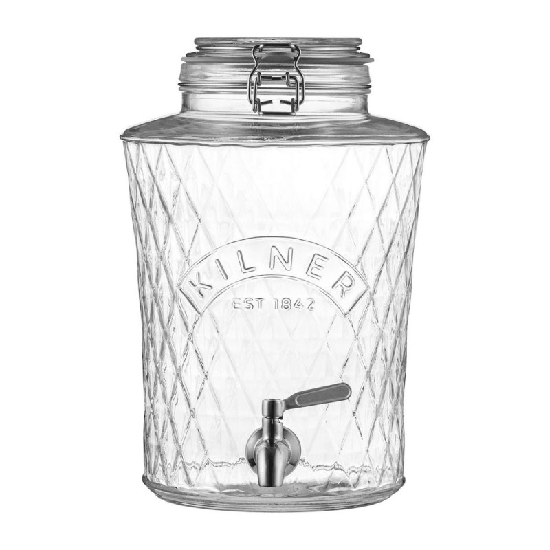 Diamond Distributeur en Verre pour Boissons Jus Cocktails Robinet Inox 5L - Kilner