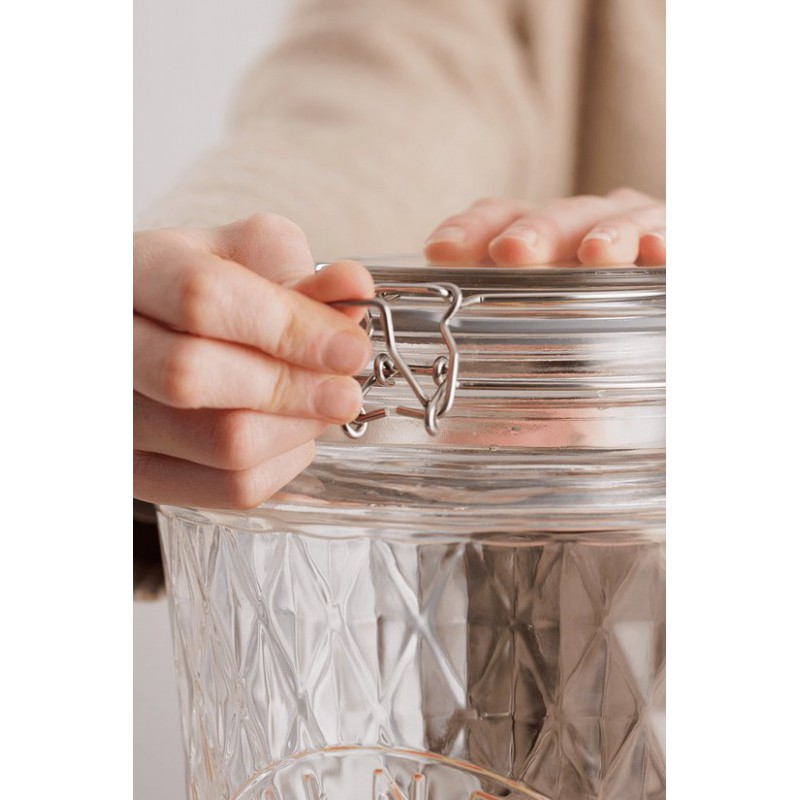 Diamond Distributeur en Verre pour Boissons Jus Cocktails Robinet Inox 5L  - Kilner